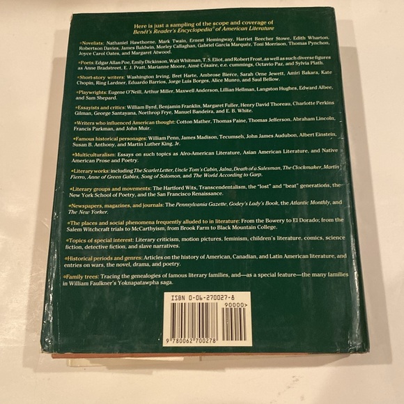“Benet’s Reader’s Encyclopedia of American Literature,” oversized hardcover - Picture 2 of 2